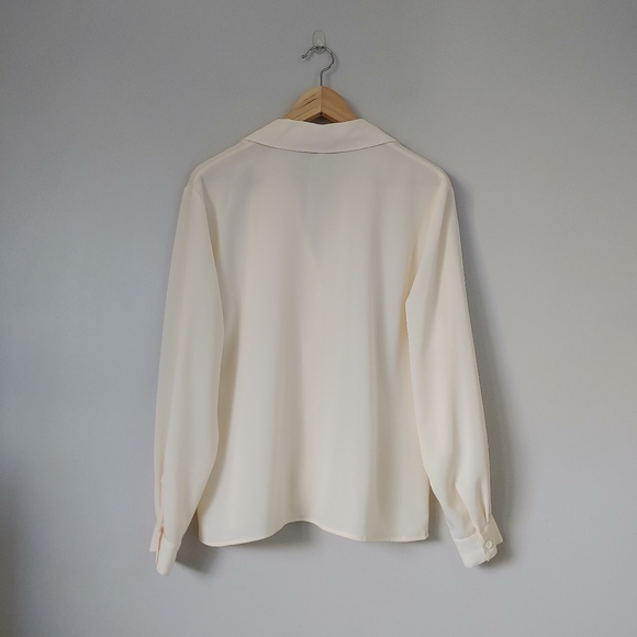 Vintage Ports International Blouse Button Up Collar Shirt Cream Size 8 - Picture 9 of 13
